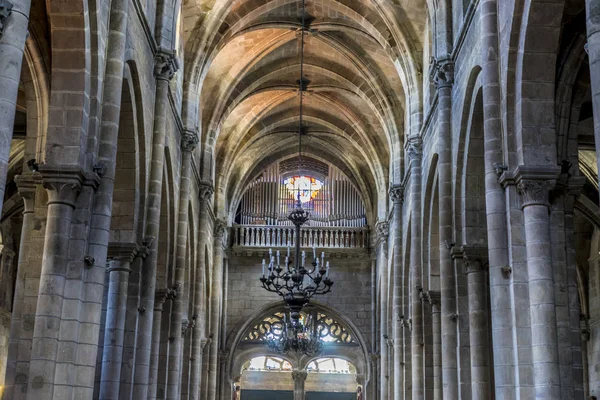 Arcs Architecturaux Médiévaux Intérieur Cathédrale Ourense Espagne Style Gothique — Photo