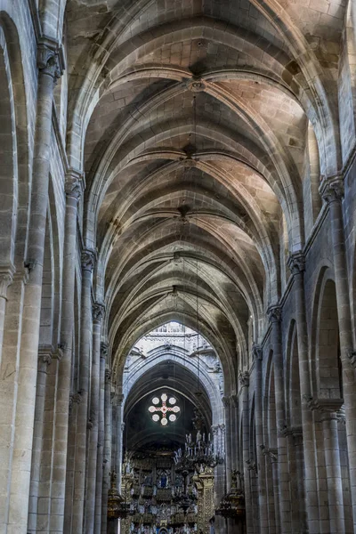 Plafond Architecture Gothique Médiévale Intérieur Une Cathédrale Espagne Pierres Belles — Photo