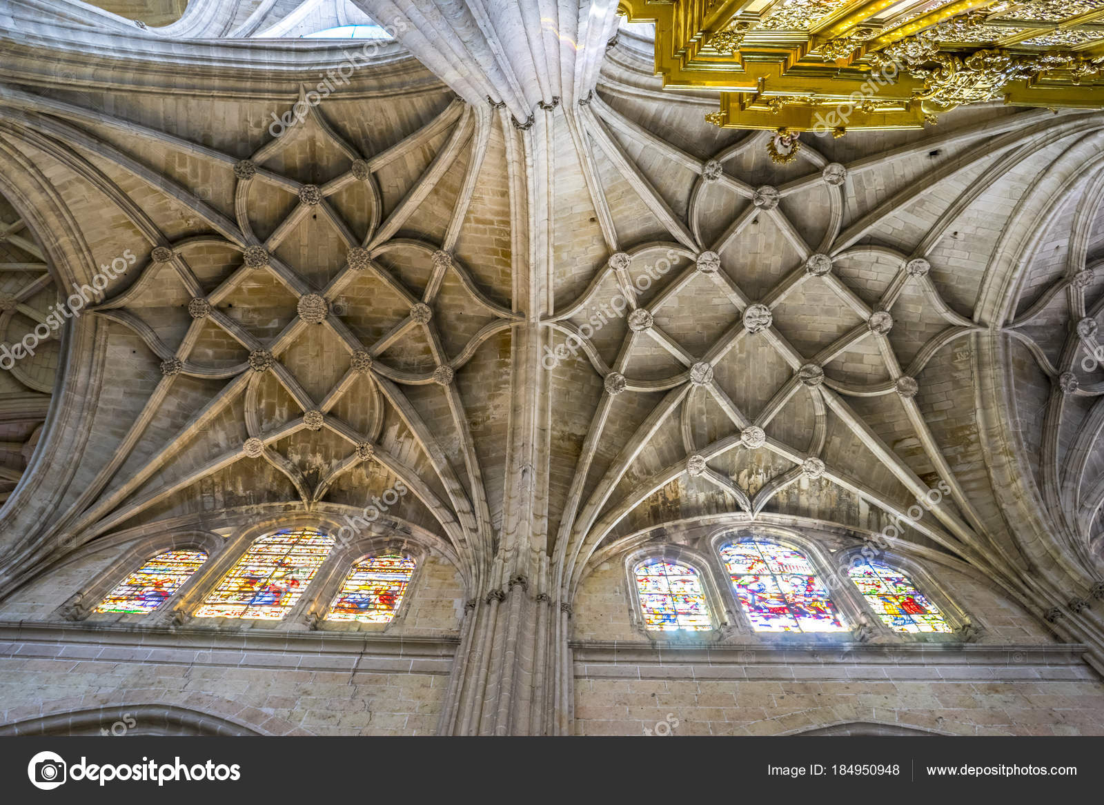 Interior Gothic Cathedral Segovia Columns Arches Large