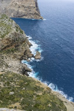 manzara, Cape formentor İspanya Majorca Adası üzerinde. Cliffs Akdeniz boyunca