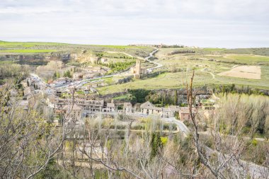 Templar sayısı Segovia İspanyol şehir chapel, hava. Antik Roma ve ortaçağ şehir
