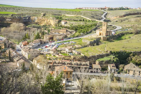 Εναέρια Θέα Την Ισπανική Πόλη Σεγκόβια Αρχαία Ρωμαϊκή Και Μεσαιωνική — Φωτογραφία Αρχείου