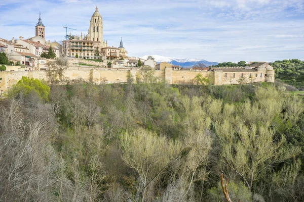 Cathedral Aerial Views Spanish City Segovia Ancient Roman Medieval City — Stock Photo, Image