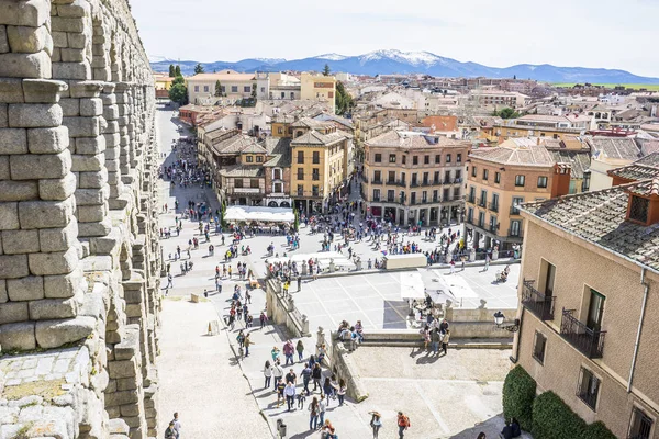 Roman Aqueduct Segovia Architectural Monument Declared Patrimony Humanity International Interest — Stock Photo, Image