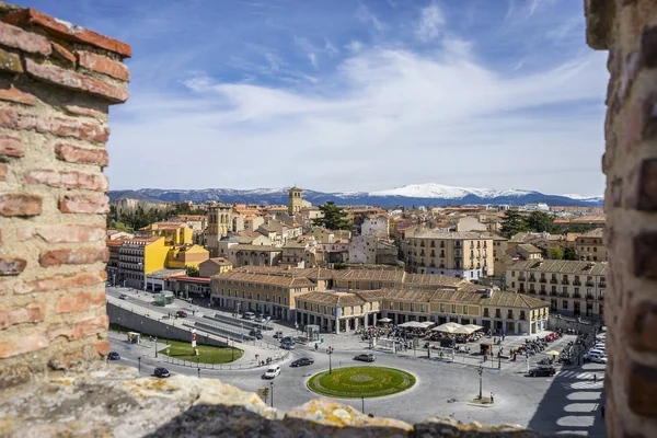 Tourism Aerial Views Spanish City Segovia Ancient Roman Medieval City — Stock Photo, Image