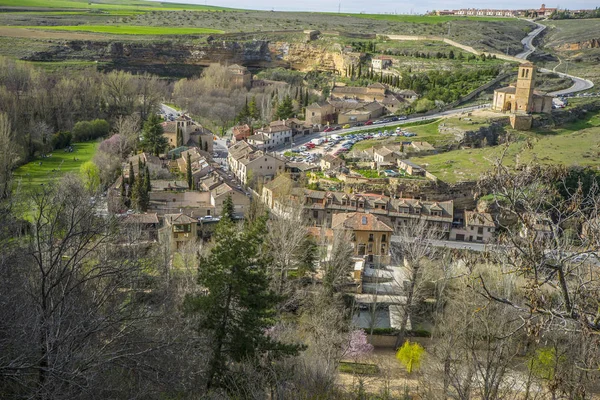 Anteny Widoki Hiszpańskiego Miasta Segovia Starożytnego Miasta Rzymskiego Oraz Średniowiecza — Zdjęcie stockowe