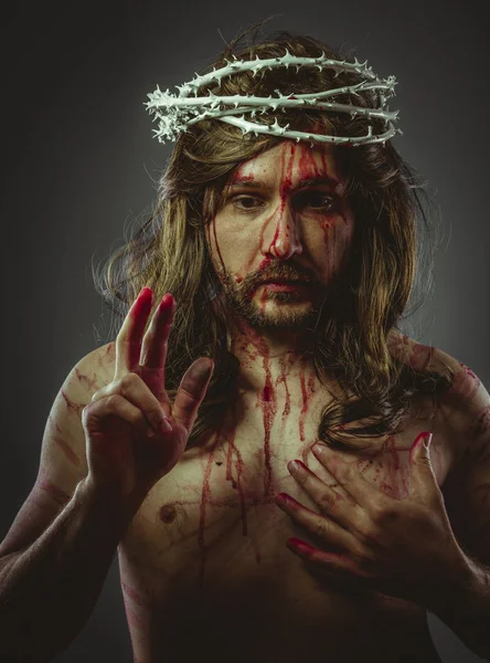 代表耶稣基督在十字架上的加略 在西班牙的圣周 刺冠人 — 图库照片