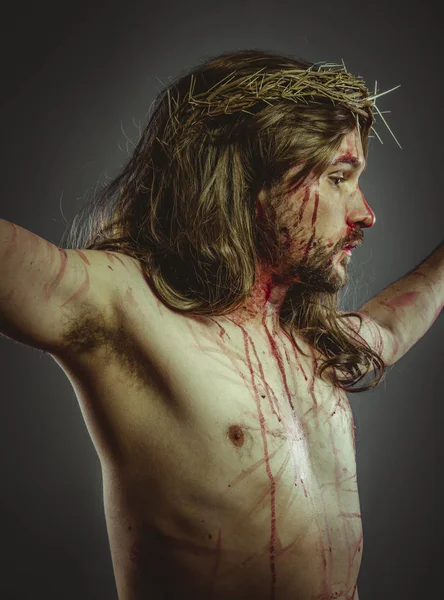 Deus Representação Calvário Jesus Cristo Cruz Semana Santa Espanha Homem — Fotografia de Stock