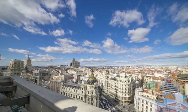 Panoramic Aerial View Gran Main Shopping Street Madrid Capital Spain — Stock Photo, Image