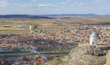 Aerial view, Town of Consuegra in the province of Toledo, Spain clipart