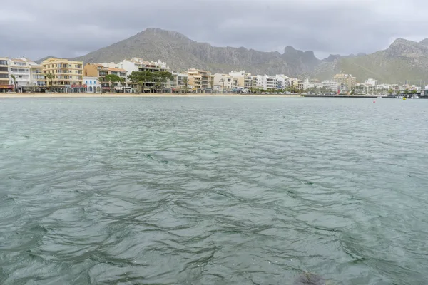 Lluvia Sobre Mar Tormentoso Isla Mallorca España — Foto de Stock