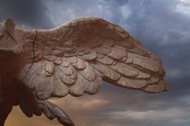 Özgürlük Wings. Sevgi, şefkat ve acı bir sembolü olarak melek figürü