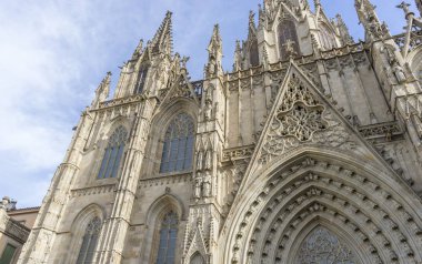 Gotik Katolik katedral cephe Barcelona Katalonya İspanya. Yerleşik 1298.