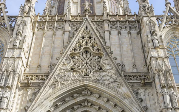 Facciata Della Cattedrale Cattolica Gotica Catalogna Barcellona Spagna Costruito Nel — Foto Stock