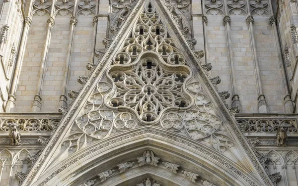 Católico Gótico Catedral Fachada Barcelona Catalunha Espanha Construído 1298 — Fotografia de Stock