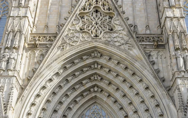 Duchowość Gotyckie Katolickiej Fasada Katedra Barcelona Katalonia Hiszpania Zbudowany 1298 — Zdjęcie stockowe