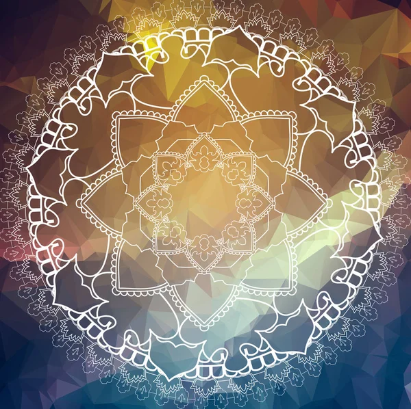 Flower Mandala Vintage Decorative Elements Oriental Pattern Low Poly Background — Stock Photo, Image