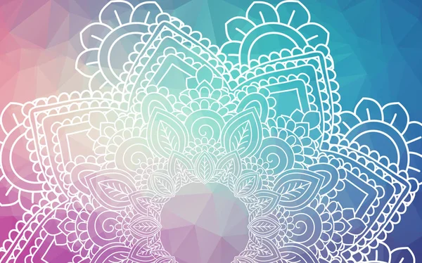 Çiçek Mandala. Vintage dekoratif öğeler. Oryantal desen, düşük Poli arka plan üzerinde. Renkli kitap sayfası