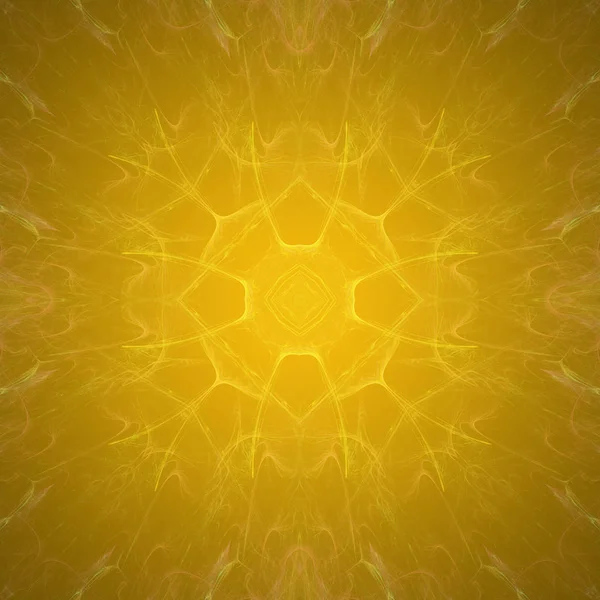 Yellow Flower Shaped Fractal Mandala Digital Artwork Creative Graphic Design — Stock Photo, Image