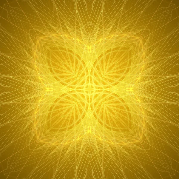 太阳花形分形曼荼罗 数码艺术品为创意平面设计 彩色发光抽象图案 背景分形 — 图库照片