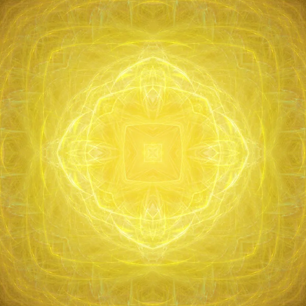 Mandala Fraktal Berbentuk Yellow Flower Karya Seni Digital Untuk Desain — Stok Foto