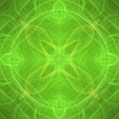 Yeşil çiçek fraktal mandala, yaratıcı grafik tasarım için dijital sanat şeklinde. Renkli parlak soyut desen, fraktal arka planı için