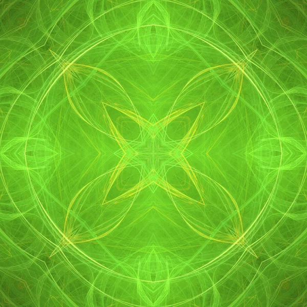 Mandala Fractal Forme Fleur Verte Illustration Numérique Pour Conception Graphique — Photo