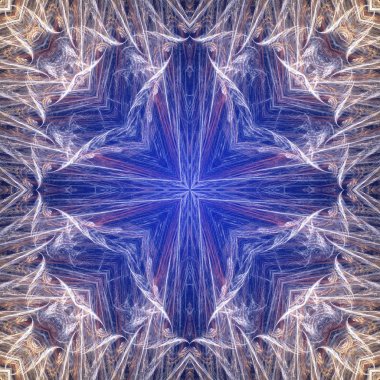 Mavi, çiçek şeklinde fraktal mandala, dijital sanat yaratıcı grafik tasarım için. Renkli parlak soyut desen, fraktal arka planı için