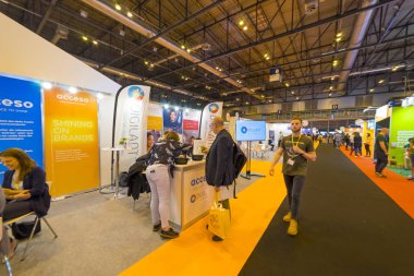 Madrid, İspanya. 25 Nisan 2018.Omexpo 2018 Fuarı, pazarlama dijital düzenlenen Madrid IFEMA pavyonlar
