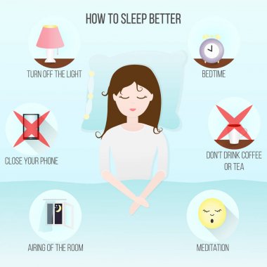 Sevimli genç kız yatakta uyuyor. Uykusuzluk ile sorun.