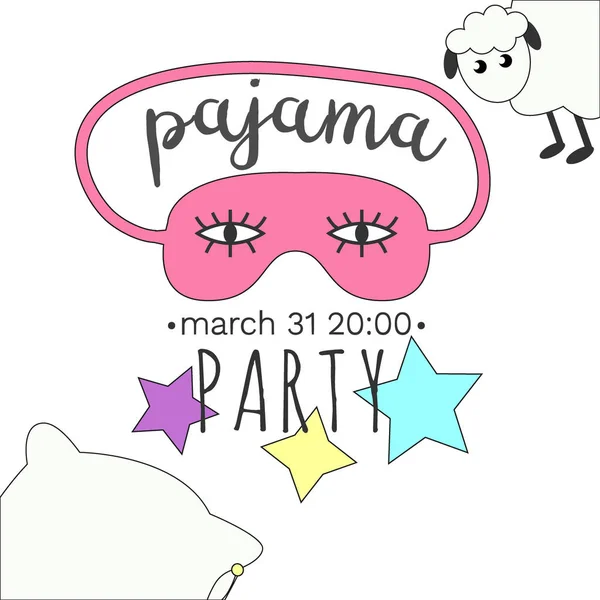 Girly Pajama Party zaproszenie w jasnych kolorach. — Wektor stockowy