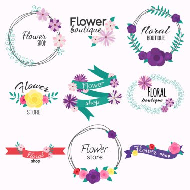 Çiçekçi dükkanı için parlak logo.