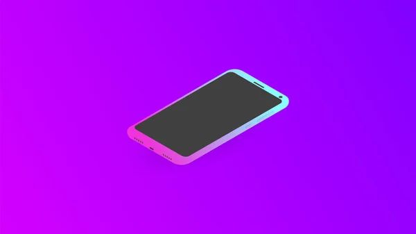 Isometrisches Neon Smartphone Mit Farbverlauf — Stockvektor