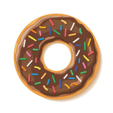 Tatlı lezzetli çikolatalı çörek illüstrasyon sprinkles