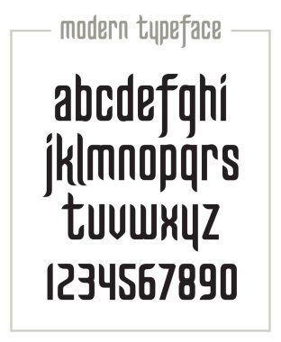 Modern yoğun sanserif dar yazı tipi ve numercials Vektör formatında