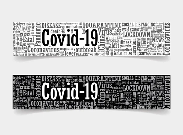 Coronavirus Covid Word Cloud Word Tag Web Banner Design Illustration — Foto de Stock