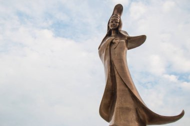 Makao, Çin - Şubat 28 inci 2016: Kun IAM heykel blu heykeli