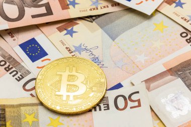 Altın Bitcoin 50 Euro üzerinde. Elektronik para Satım kavramı, bu