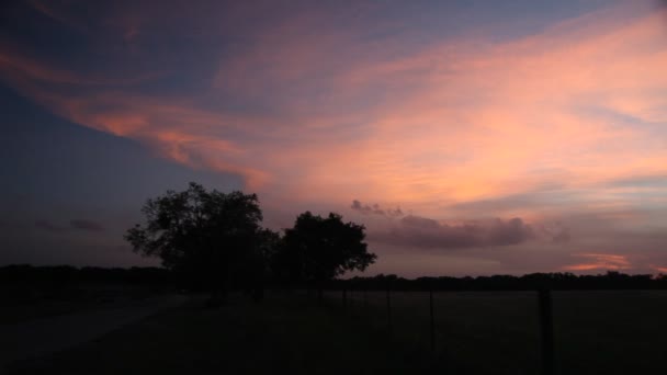 Puesta de sol vibrante en Stonewall Texas . — Vídeo de stock