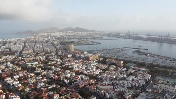 Vista Panorámica Las Imágenes Aéreas Marina Las Palmas Gran Canaria — Vídeos de Stock