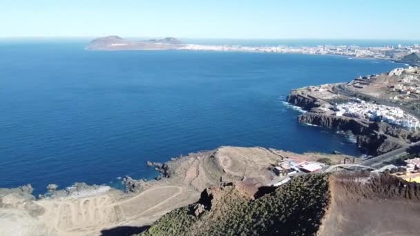 Back Path Video Footage Coast Line Gran Canaria Flight Vulcanic — Stock Video