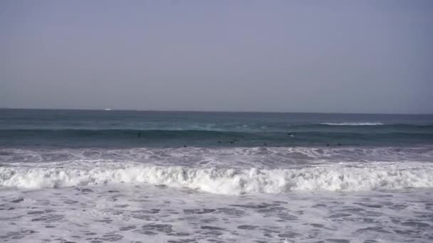 Oceaan Strand Met Grote Weeft Mensen Vakantie Zwemmen Ontspannen Het — Stockvideo