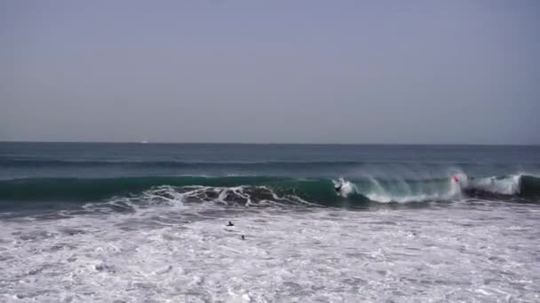 Surfers Vangen Weven Het Strand Van Openbare Oceaan — Stockvideo