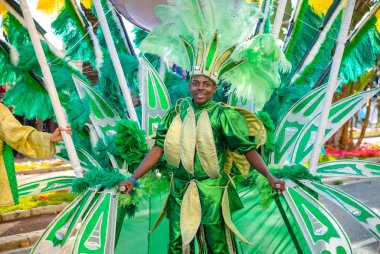 Nice, Fransa - 20 Şubat 2016: Katılımcılar carnival geçit Nice. Carnaval de Nice - yatırım getirisi de medya (Kral medya)