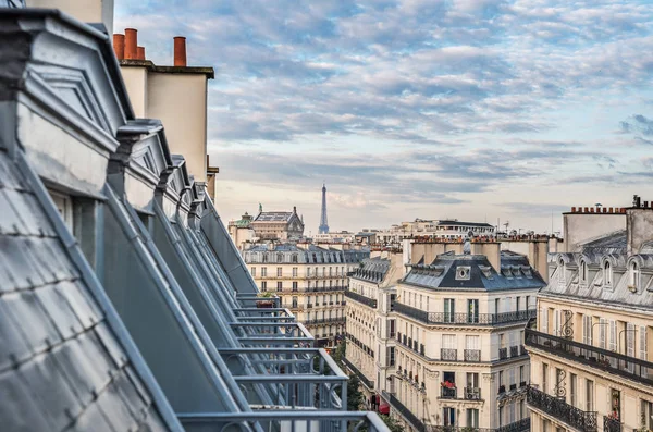 백그라운드에서 에펠 탑과 파리의 지붕 — 스톡 사진