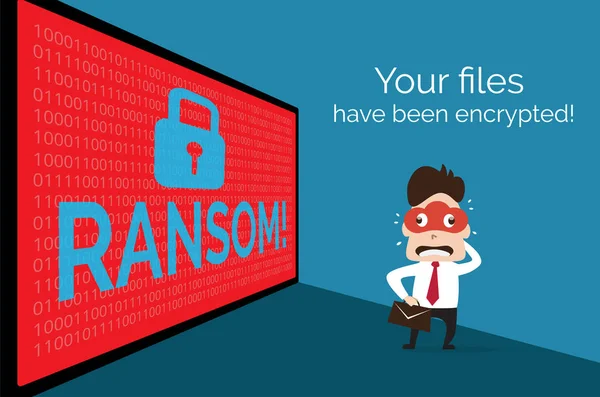 İllüstrasyon iş fidye donanım tarafından şifrelenmiş veriler Cry malware kavramı için istiyorum.