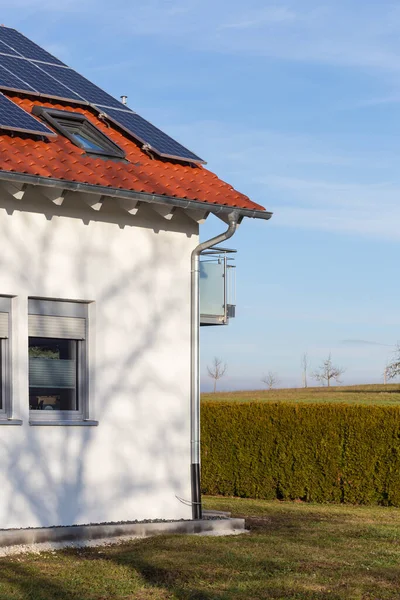 New Building Facade Windows White Wall Sunny Afternoon South Germany — Stock Photo, Image