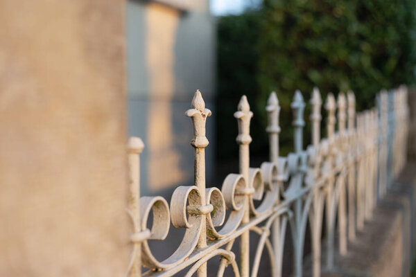 iron fence in the city with decorative ornaments