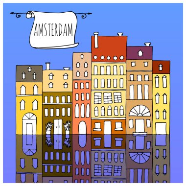 Amsterdam manzarası yansıması ile.