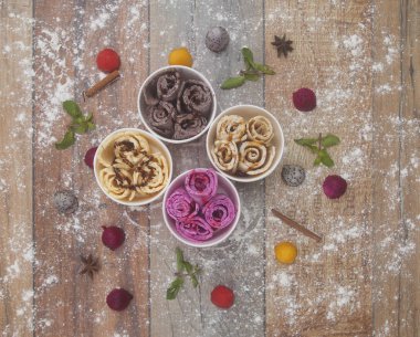 Farklı dondurma alır, kızarmış dondurma çeşitler